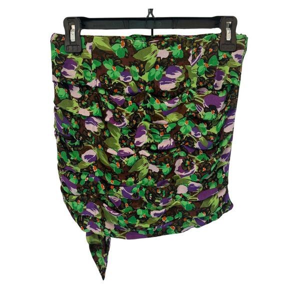 Zara Women’s Faux Wrap Floral Side Ruched Mini Skirt Size Small - Picture 5 of 7